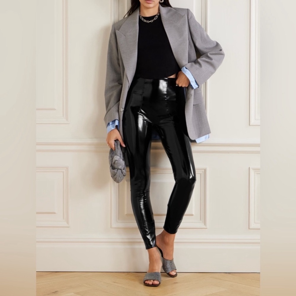 SPANX Glossy Black Patent Leather Leggings Large